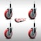 Service Caster 5'' SS Red Poly Wheel Swivel 3/4'' Expanding Stem Caster Set, 4PK SCC-SSEX20S514-PPUB-RED-34-4 - alternate 2